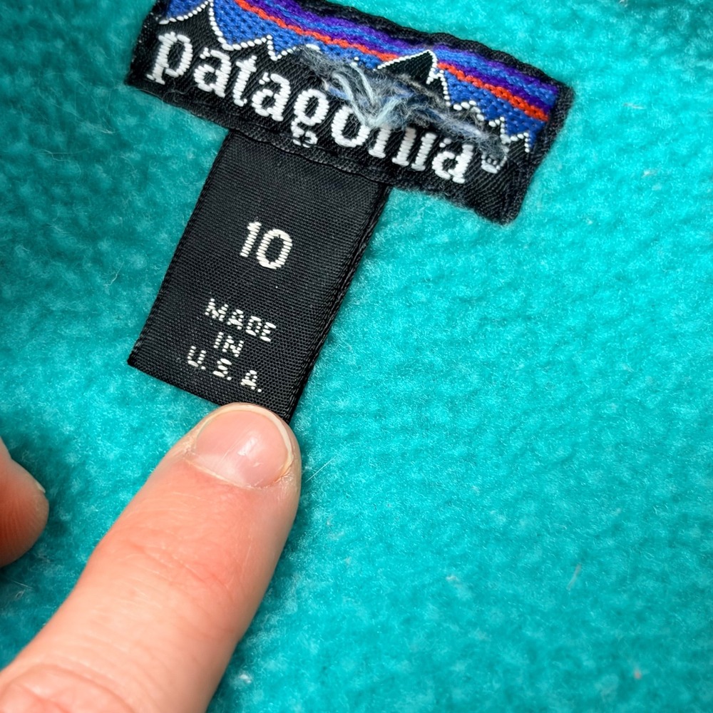 Patagonia vintage Shelled Synchilla Jacket Kids 10 Blue Teal Fleece Boys Girls - Picture 3 of 9